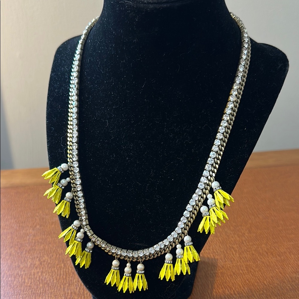 Banana Republic Silver and Yellow Statement Necklace